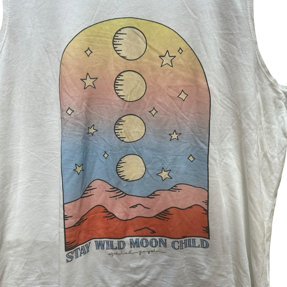 Spiritual Gangster Stay Wild Moon Child Sleeveless Tank Yoga Boho Womens Size XL - Picture 3 of 6